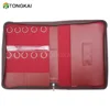 Portable A4 leather Zippered Key Case Document Portfolio Bag with key chain Folder