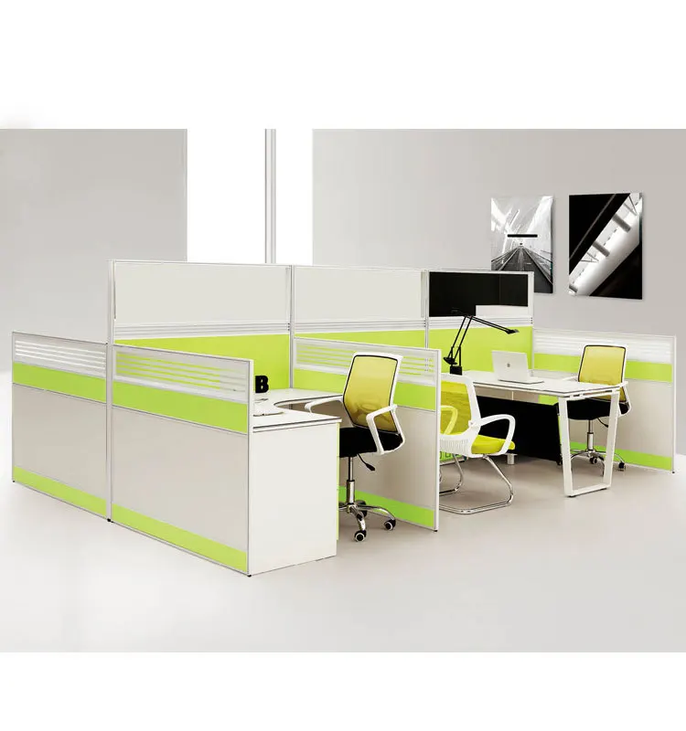 Four Seaters Team Workstation Glass Partitions Or Soundproof Office