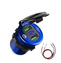 Dual USB зарядное устройство гнездо мощность Outlet с цифровой вольтметр USB порты и разъёмы со светодиодной Напряжение метр дисплей для 12 В автомобил
