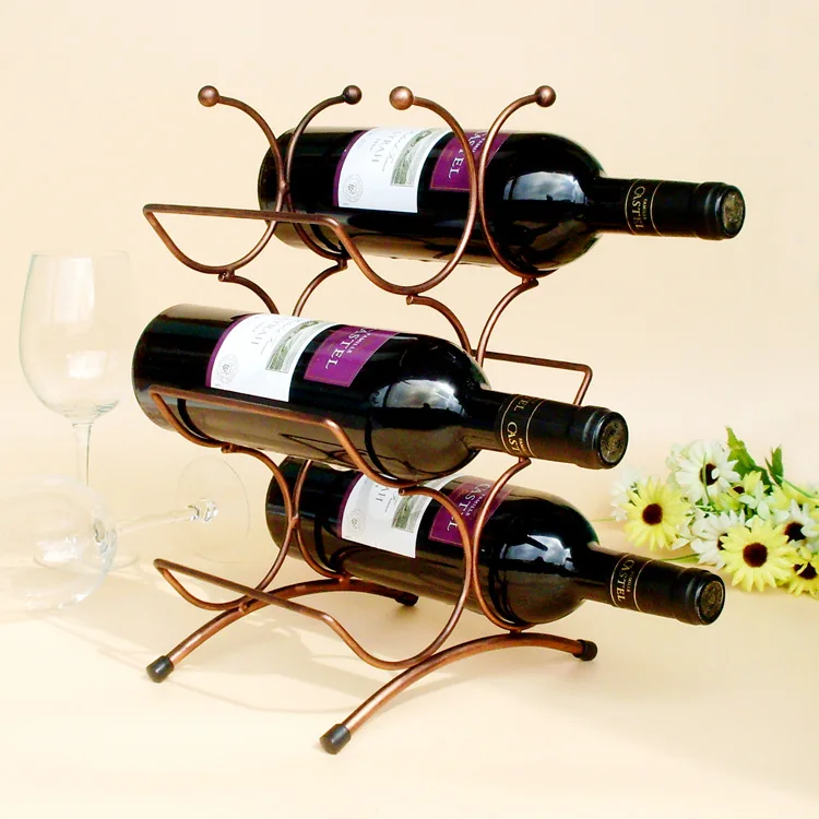 Red Wine Bottle Holder Metal 6 Bottles Mounted Kitchen Rack Exhibition