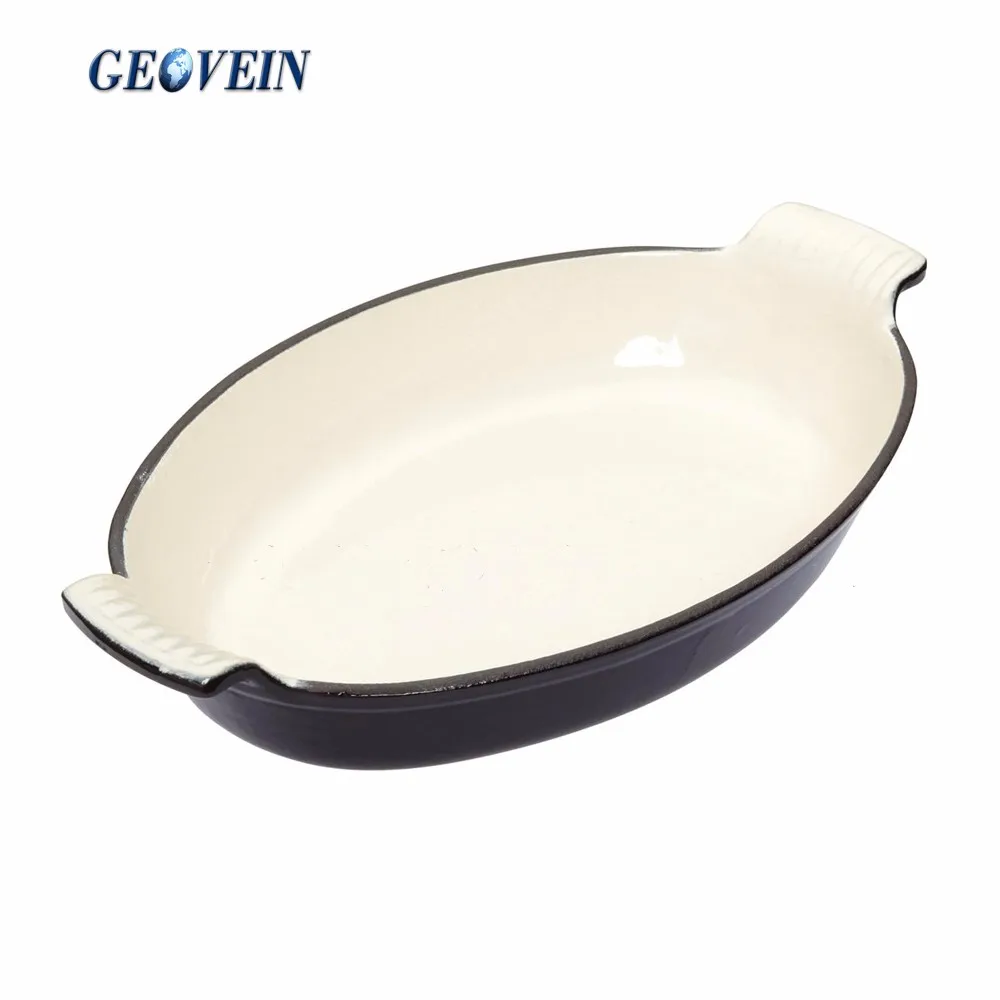 Tableware Roasting Pan Fish Shape Enamel Cast Iron Dish Pan For Dinner
