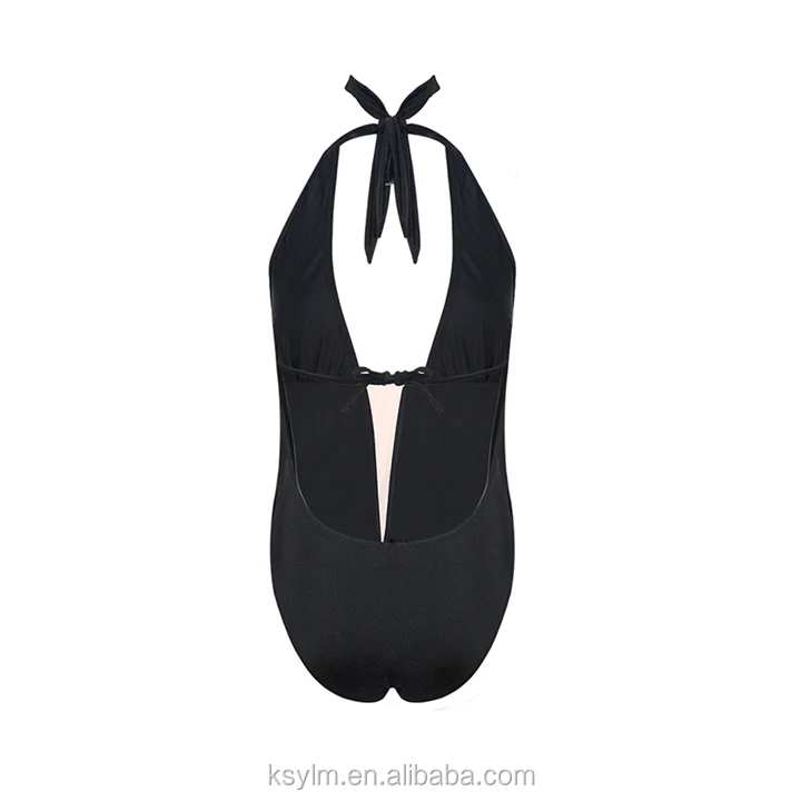 Ylm Custom Design Black Italian Swimwear Fabric Sexy Tie One Piece
