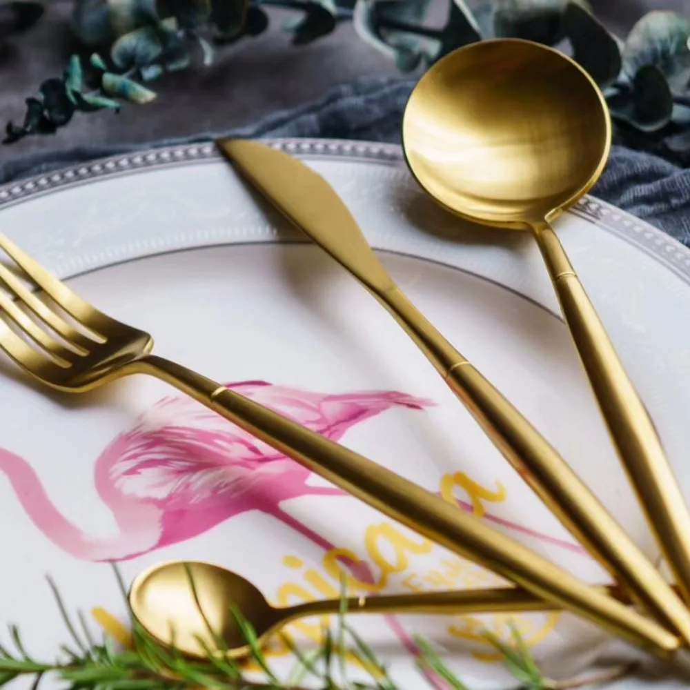Amazon Popular Personal Cutlery Set Stainless Steel Cutlery Dinnerware Sets Luxury Gold Cutlery
