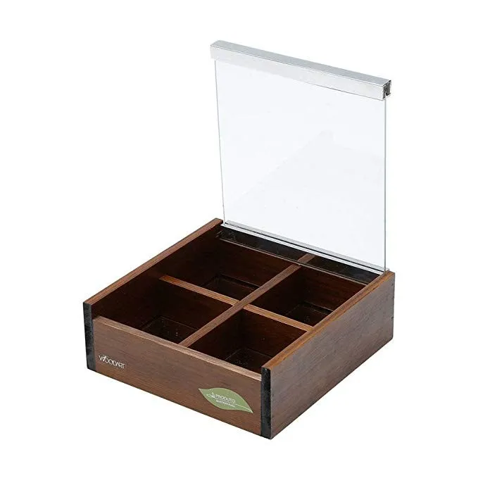 Vintage Rustic 8 Compartment Tea Bag Storage Chest Box with Tray Handle ...