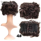 Curl Elastic Net Synthetic brown Curly hair bun Chignon clip in Two Plastic Combs Updo