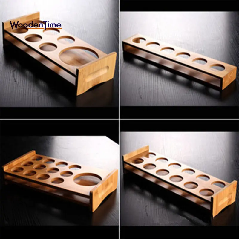 Custom 6712 Holes Beer Tasting Serving Paddle Wooden Tray Shot Glass Holder Wooden Tray Glass 9198