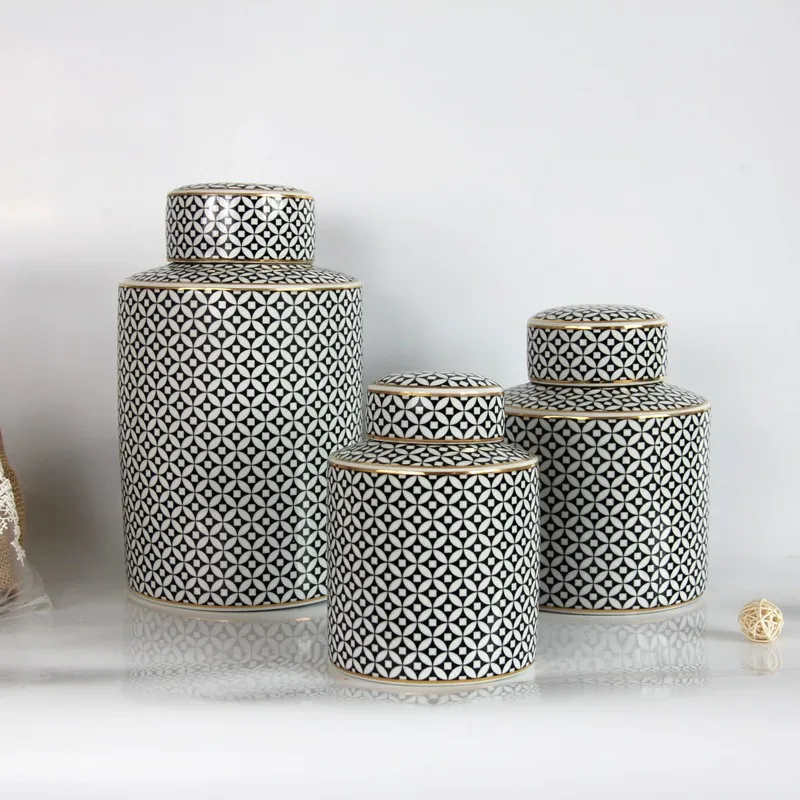 Wholesale Classical Retro Chinese Small Ceramic Jar With Lid Round
