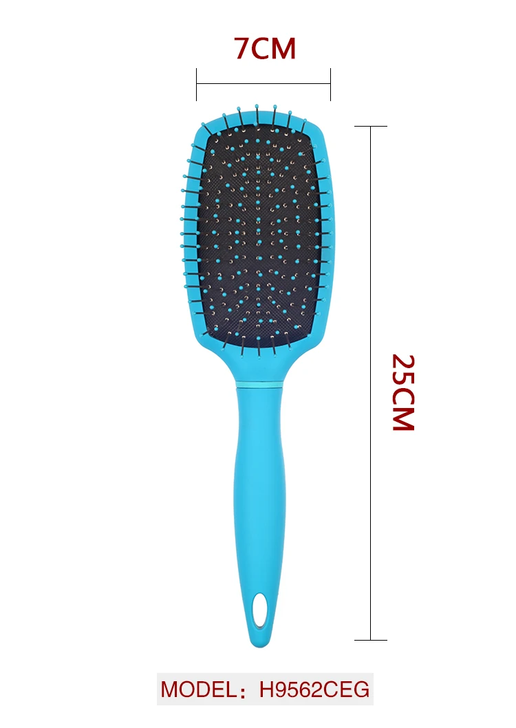 EUREKA H9562CEG Rounded Steel Needle Comb Paddle Cushion Hair Brush for All Hair Types Ball-Tip Nylon Pins Anti-Slide Handle Hai