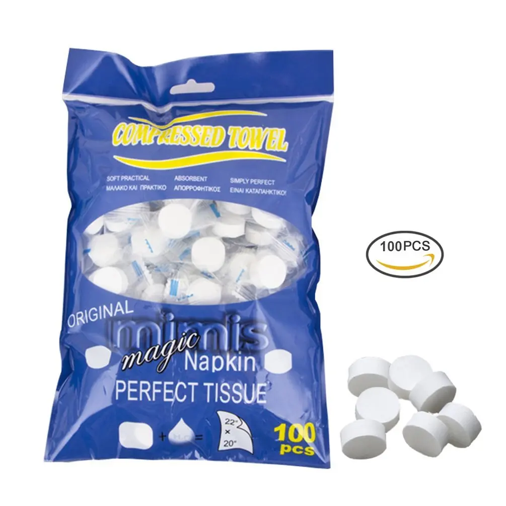 Pretty See Compressed Towels Disposable Coin Tissues Hygienic Wipes for Camping, 100 Pcs