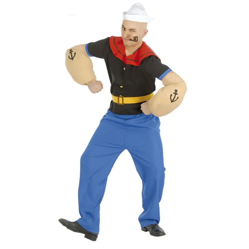 Adults 1980s Cartoon Olive Popeye Sailor Man FancyDress Costume Couples CE0...