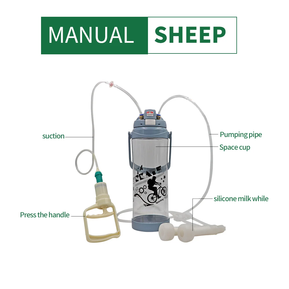 Manual Milking Machine Sheep Goat Cow Cattle Manual Milking Machine Blue Gray Portable Manual Milking Machine Random Color