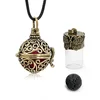 Fashion Jewellery Exquisite Antique Bronze Filigree Locket Glass Bottle Oil Diffuser Necklace For Aromatherapy