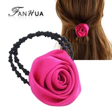 Pas cher En Gros Coloré Rose Fleur Élastique Cheveux Accessoires