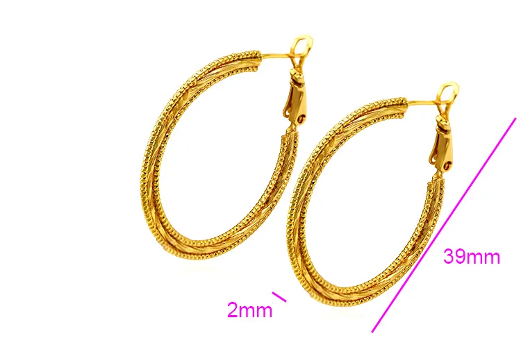 Xuping Fashion Jewellery 24 Carat Arab Gold Plating Hoop Earrings For ...