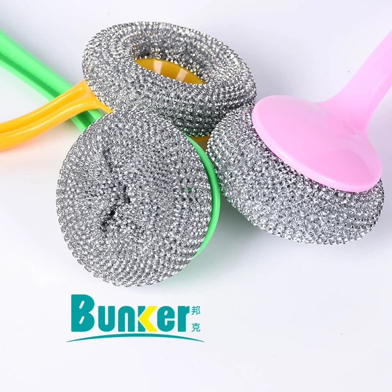 Plastic Mesh Kitchen Cleaning Scrubber With Long Handle. Buy Plastic