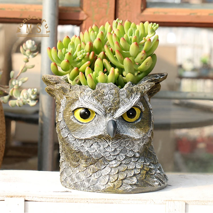 Resin succulent planter pot owl design,plastic indoor plantpot,modern flower pot for artificial flower and green plant