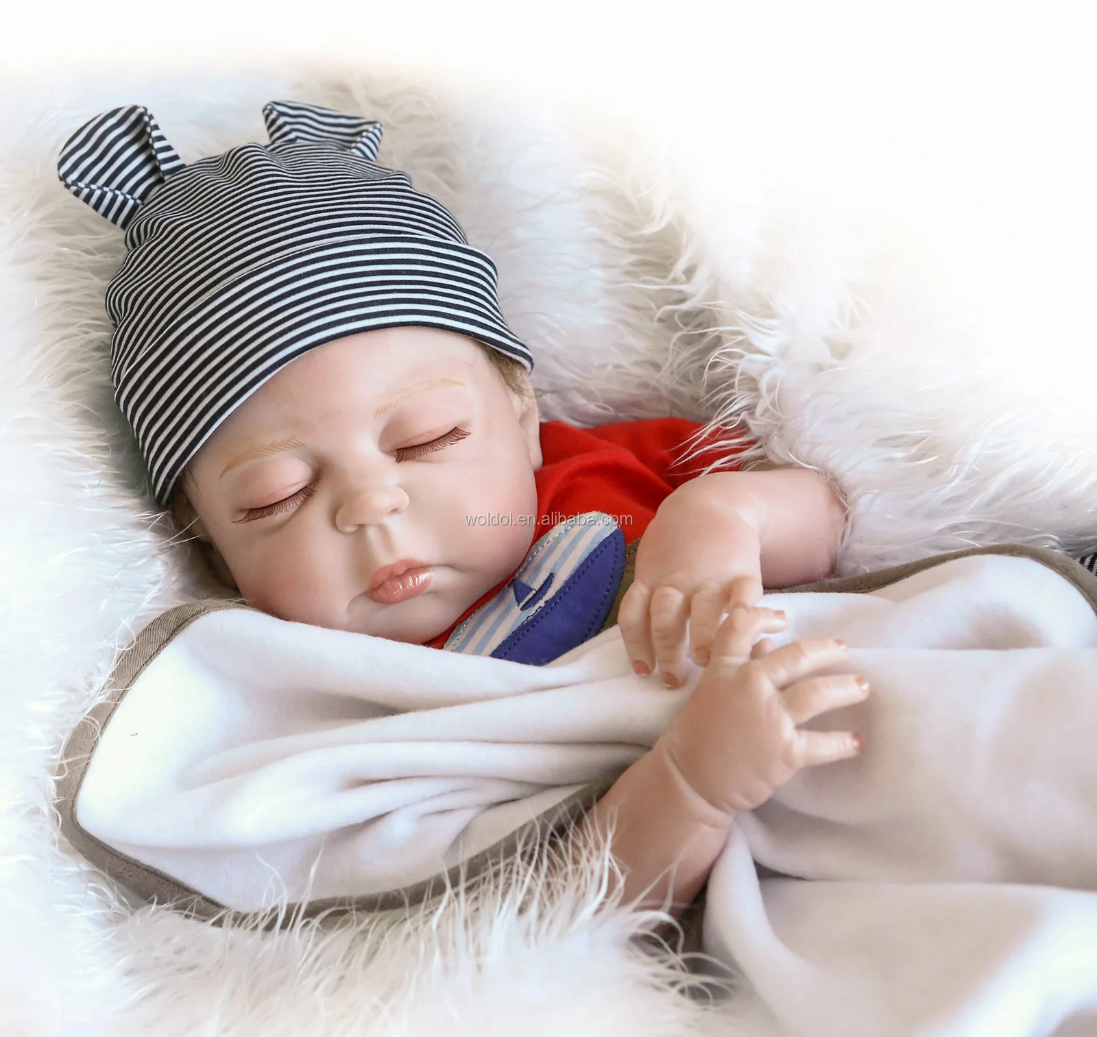 23" Full Body Silicone Reborn Baby Sleeping Doll Soft Vinyl Lifelike Newborn Boy 