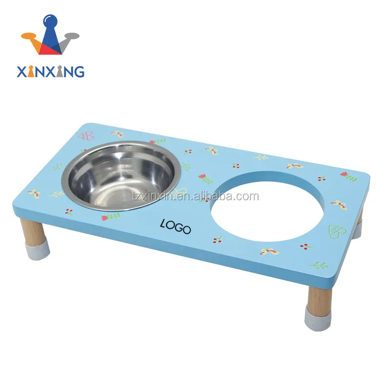 Small Wooden Dog Bowls Elevated Feeder And Pet Feeding Mat For