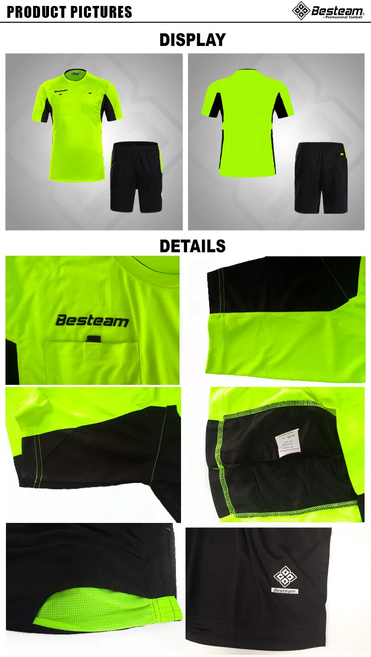 Men Professional Polyester Soccer Referee Jersey Custom Referee Shirt