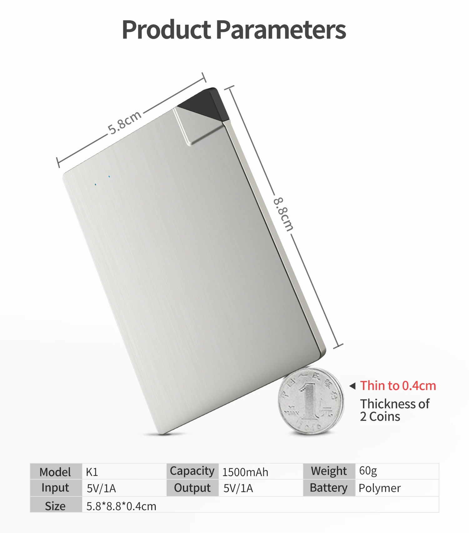 Ultra Slim Credit Card Fast Charging Mobile Power Bank For iPhone Android - ANKUX.COM