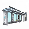 Outdoor Glass Bus Stop Shelter Modern Design with Sided Rotating Light Box and Led Lamp Light