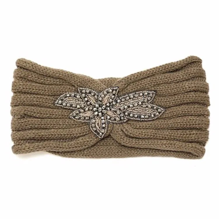 亮片珠珠花手工钩针编织发带