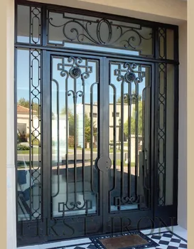Flat Top Wrought Iron Double Entry Door With Rectangle Transom Flat Top Wrought Iron Double Entry Door With Rectangle Transom