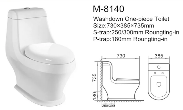 Sanitary ware ceramic one piece toilet with outlet 10 cm