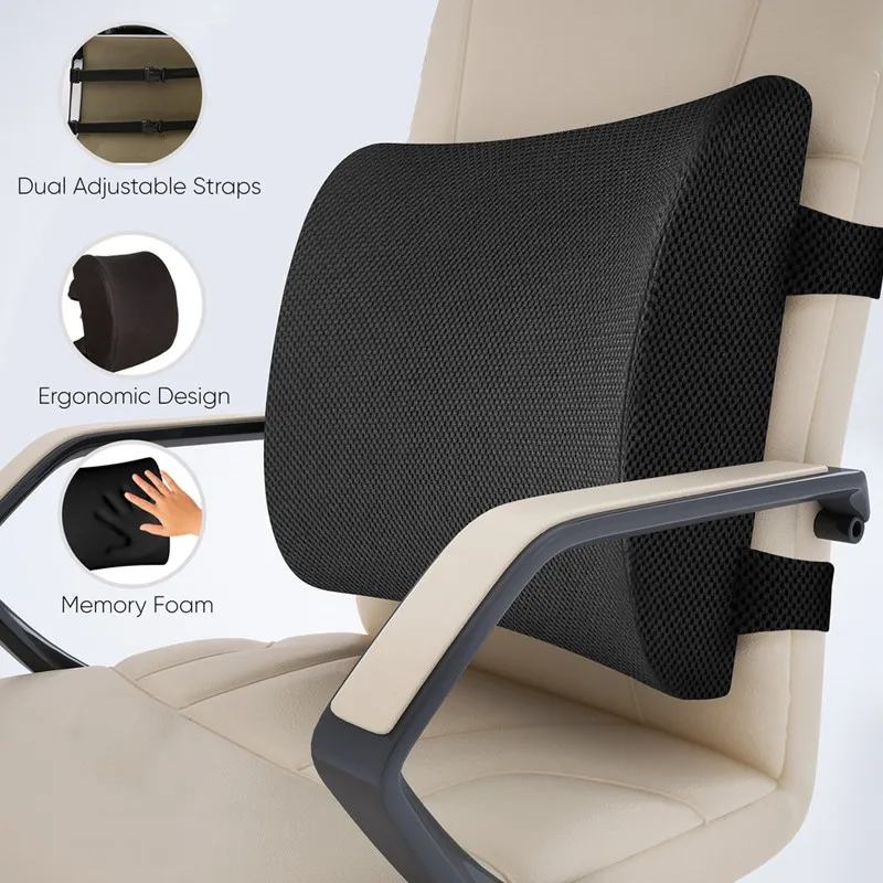 Backrest Posture Corrector Office Chair Car Drivers Memory Foam Lumbar