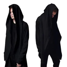 2016High Quality Casual Men’s Hooded With Black Gown Sudaderas Hombre Hip Hop Hoodies and Sweatshirts long Sleeves Jackets Coats