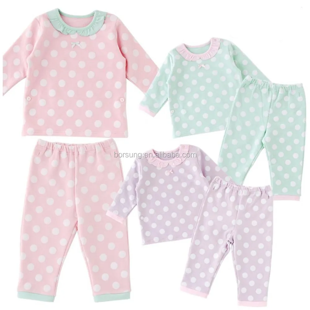 2pcs 100 Cotton High Quality Baby Frock Designs Pastel Polka Dot Kids