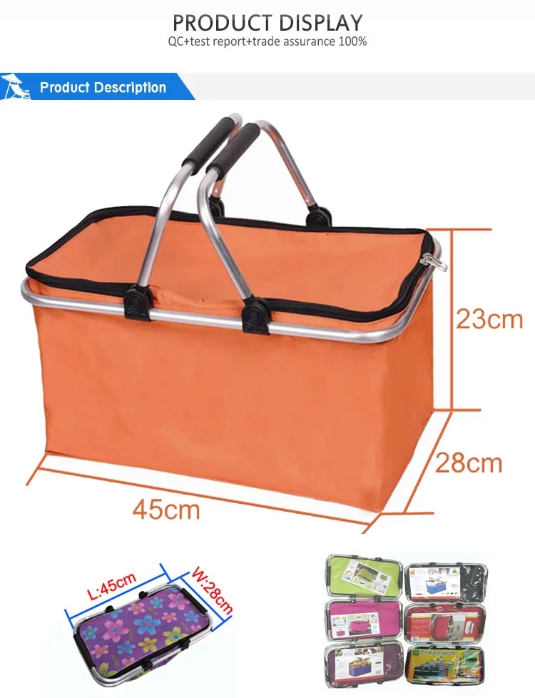 Aluminium Foldable Shopping Basket Small Folding Canvas Shopping Basket