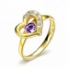 hot sale women heart Amethyst ring zircon jewelry for men