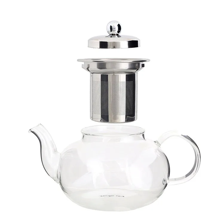 Handmade High Borosilicate 800ml Clear Glass Teapot Set Tea Set