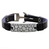 Alloy Macadam Engraved Charm Metal Studded Braided Leather Buckled Bracelet
