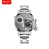 Hot selling men's top wrist watch big dial quartz unique wristwatch double movement time watches men steel silver clock moment