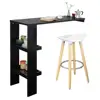 Wall Mounted Kitchen Breakfast Bar Table Dining Table Coffee Bar with 2 Storage Shelves (Stool Not Included)