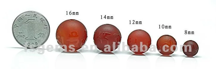 Unisex Vintage Style Silver Bracelet With 14mm Red Brazilian Agate Gemstone Ball Shape Star & Number Pattern for Gift or Party