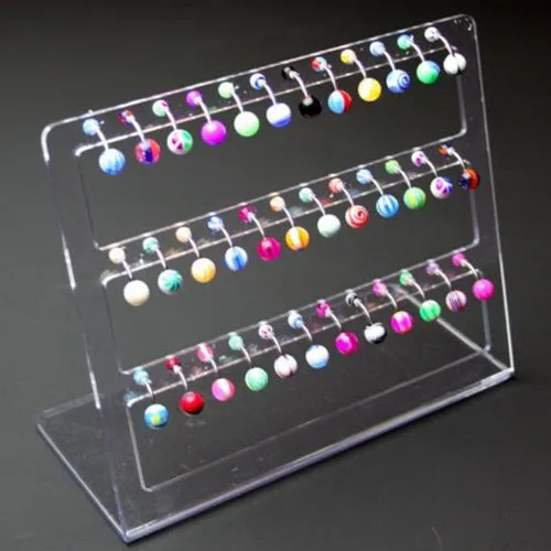 3 Tier Slant Back Clear Acrylic Display Body Jewelry Display Stand