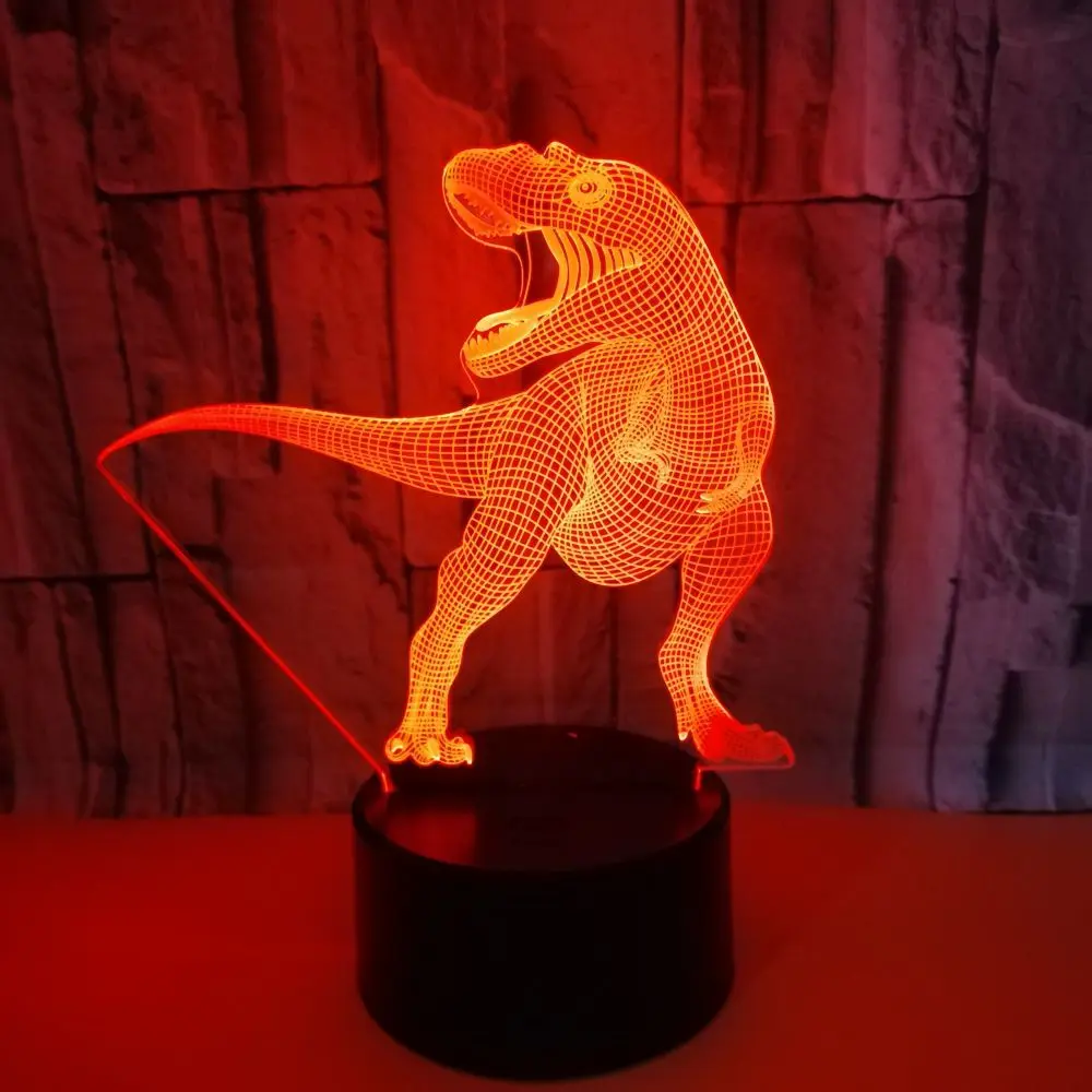 Dinosaur 3d Led Illusion Night Light 7 Color Change Touch Base Usb ...