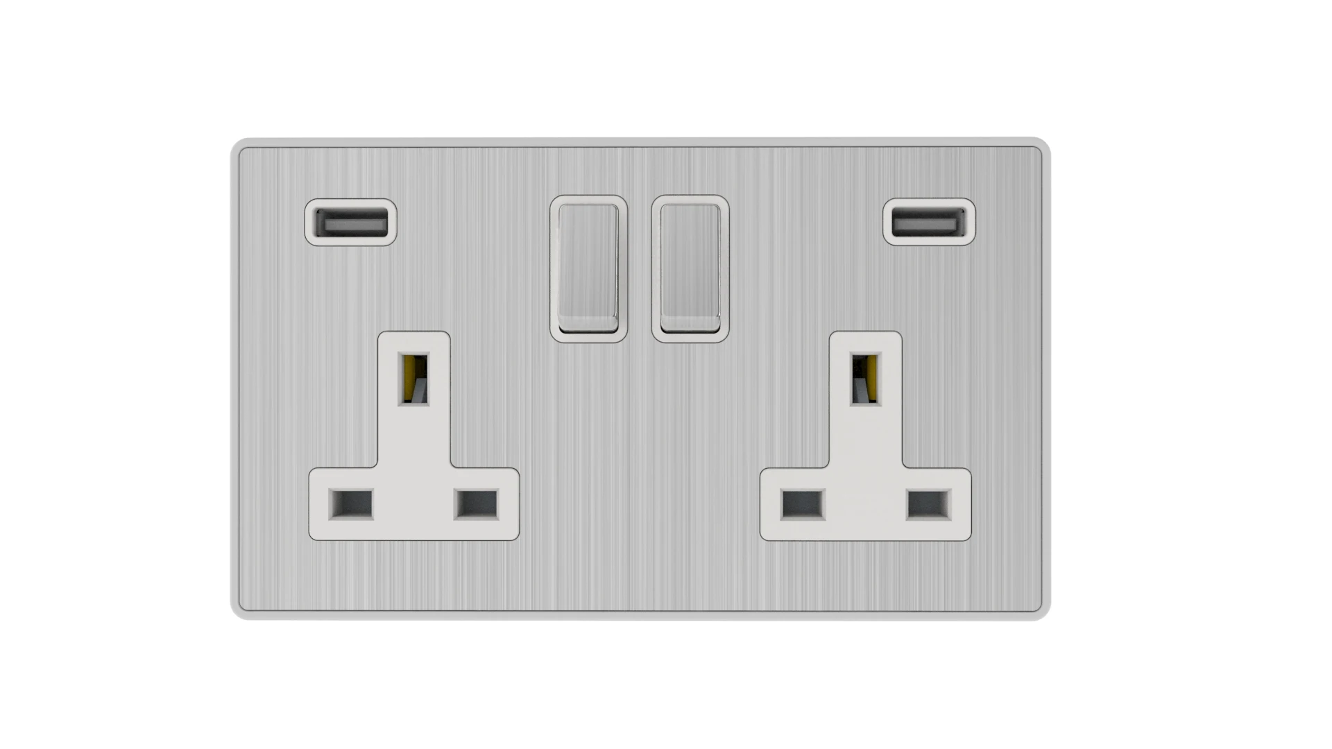 USB plug wall socket 13A 2 gang switched socket+2 USB outlet, total USB output 3.1A