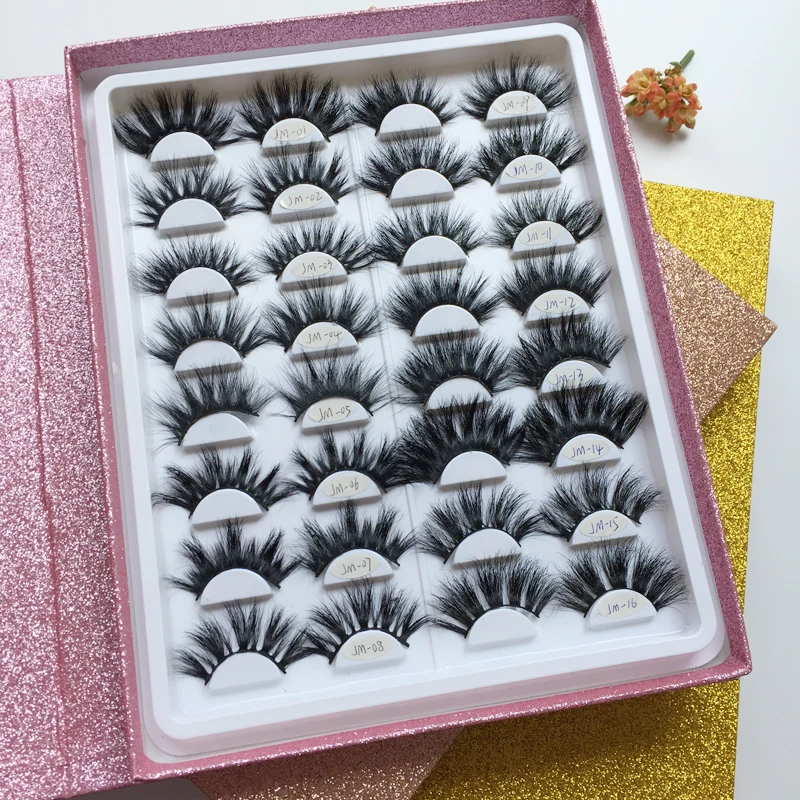 Wholesale Custom Long Dramatic 25mm Lashes Individual Create Your Own Lashes With pink Custom Packaging