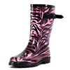 Half High Quality Waterproof Cheap With Zebra Printing Rain Shoes Women Wellington Boots Women Rubber Rain Boots Wholesale