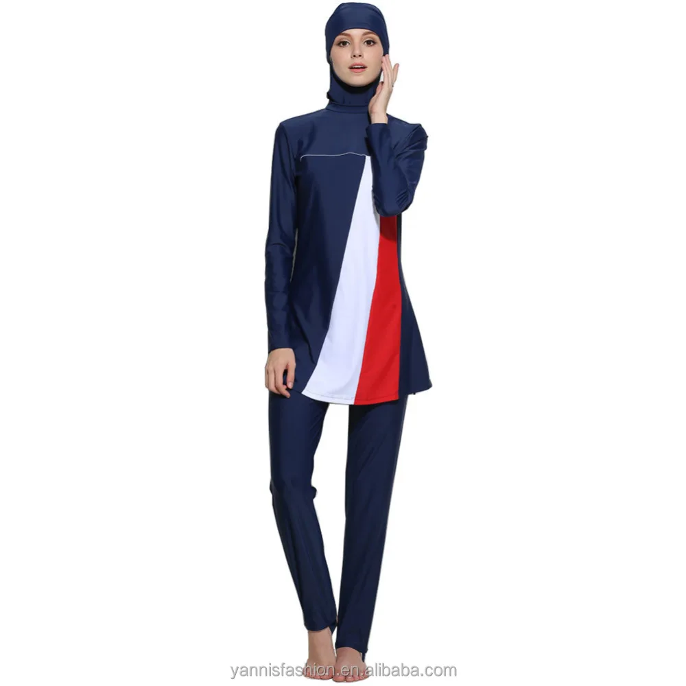 2018 Modesto Costume Da Bagno Islamico Costume Da Bagno A Righe Donne