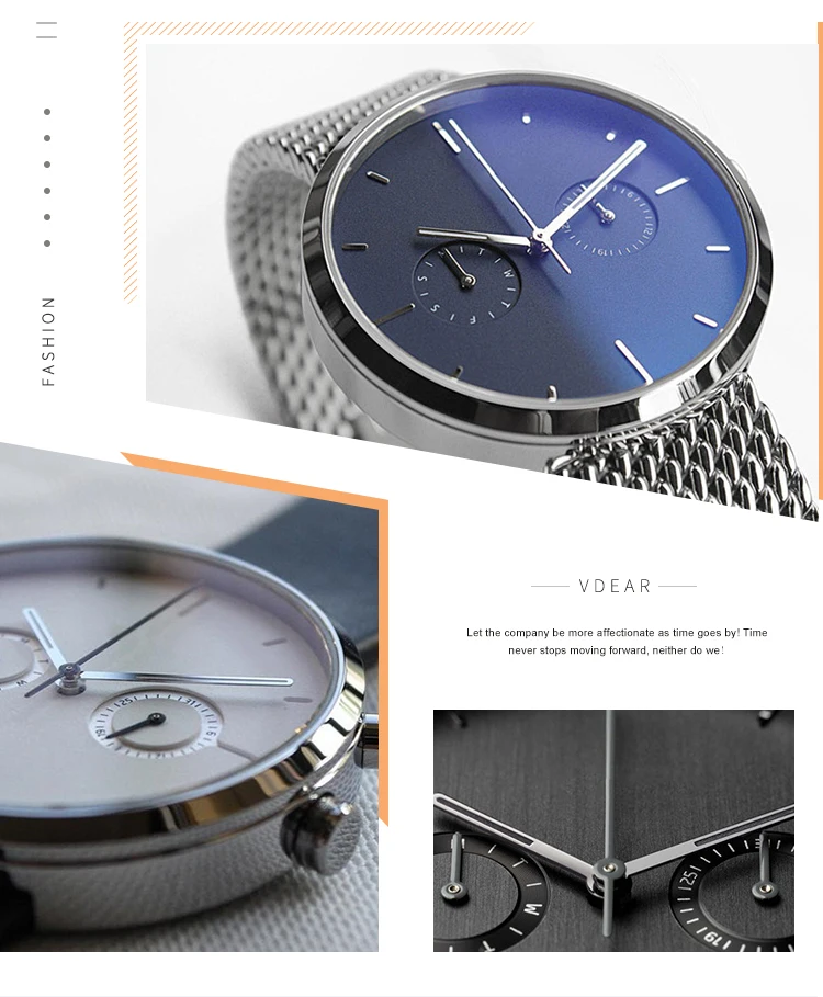 Dark Blue Dial Japan Movt Quartz Wrist Men Chronograph Watch
