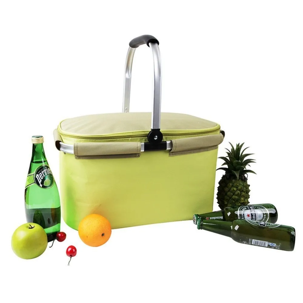22l Soft Picnic Cooler Basket Lightweight Collapsible Compartment Insulated Up To 4 Hours For