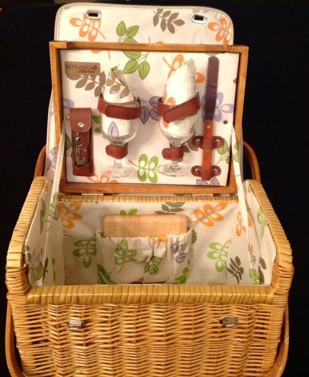 New Large Honey Wicker Wholesale Picnic Basket With Cheese Board Buy
