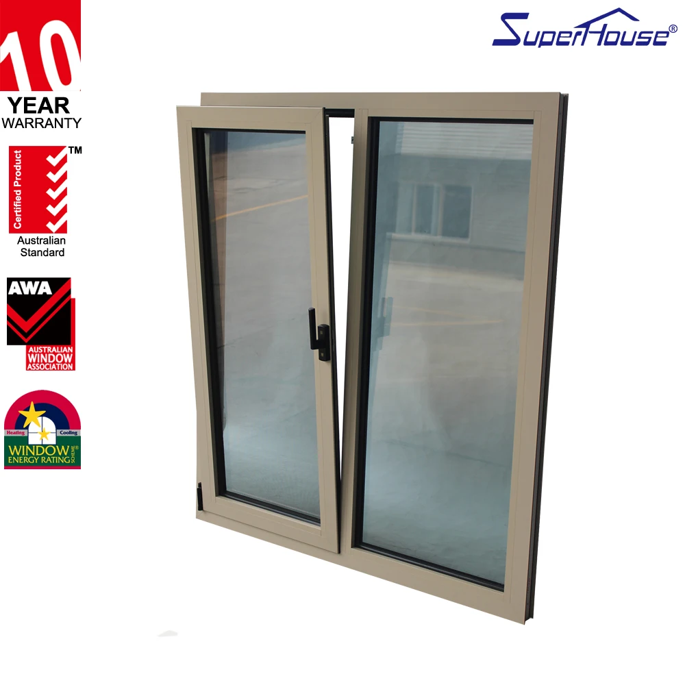 USA Standard wooden color aluminum tilt turn glass windows for sell