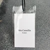 Cheap price white clothing hang tags paper labels with nylon string and plastic clip fastener your own logo printed for trousers
