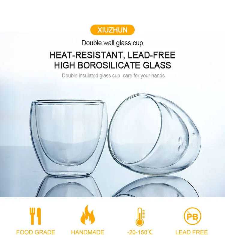 Factory Price Office Modern Thermal Glass Tea Cups Without Handles